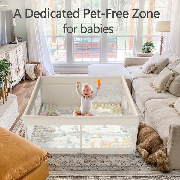 Pkinoicy Baby Playpen with Mat, 47x47inch for Babies and Toddlers for Apartment, Play Yard for